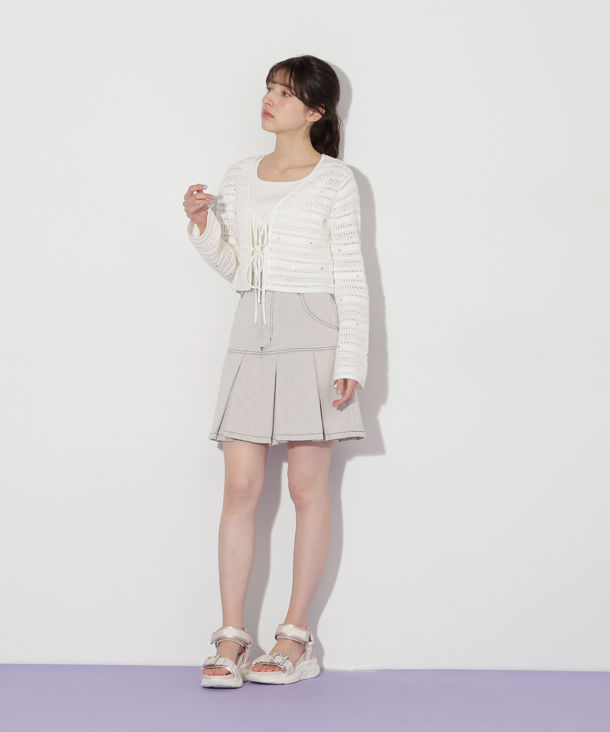  「ボックスプリーツデニムミニスカート」|スカート|