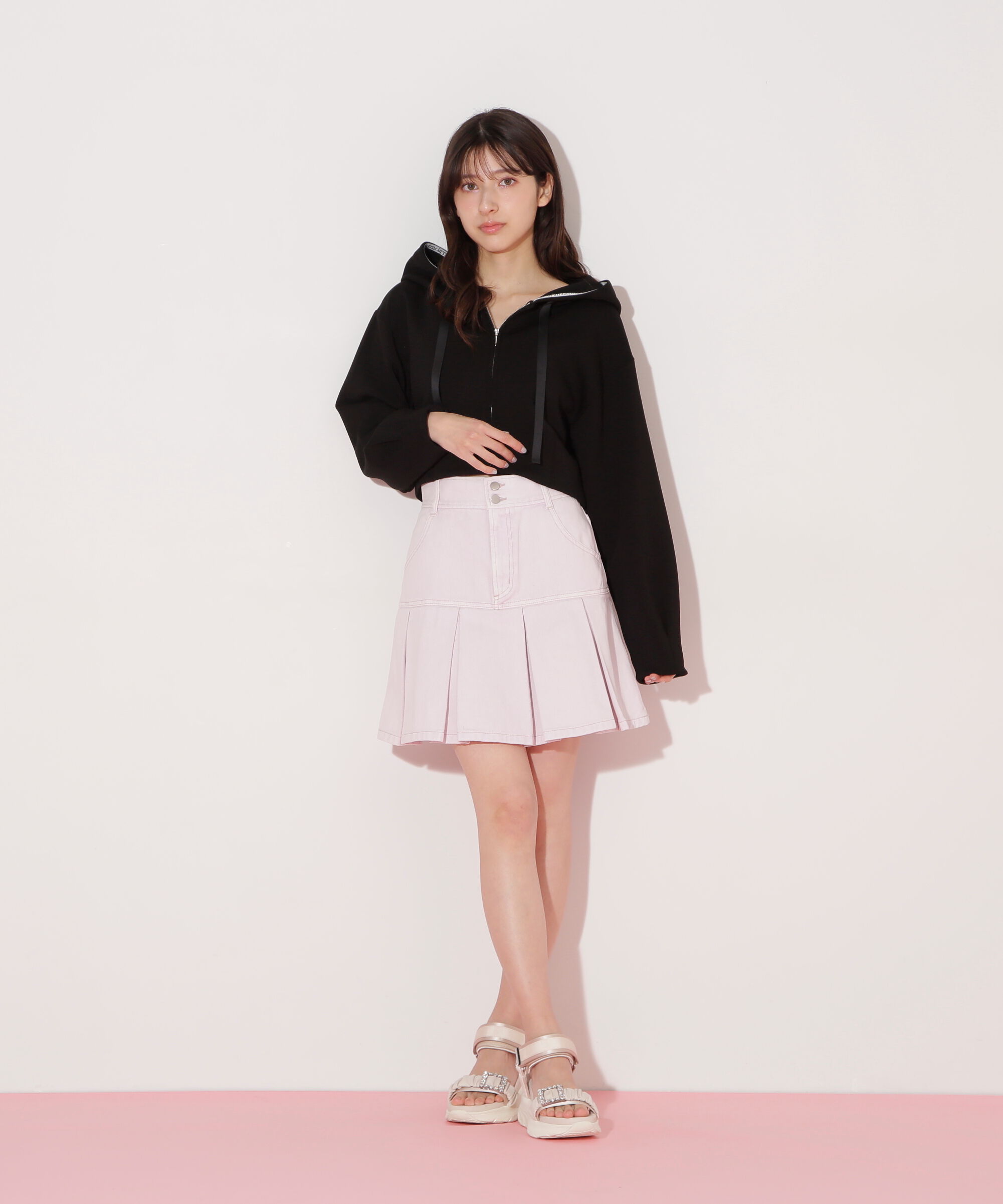  「ボックスプリーツデニムミニスカート」|スカート|