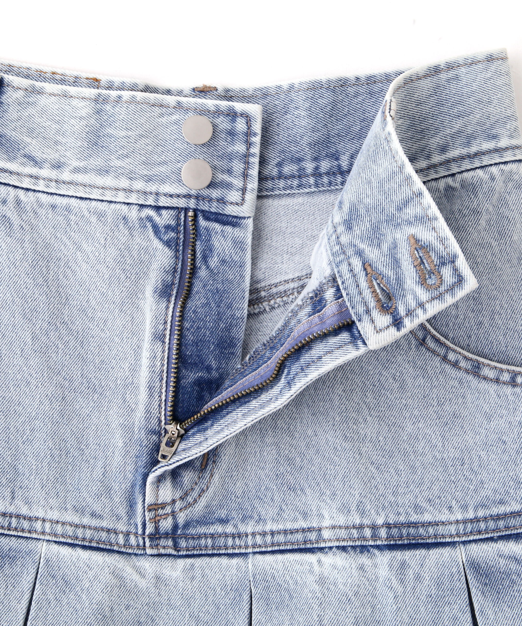  「ボックスプリーツデニムミニスカート」|スカート|