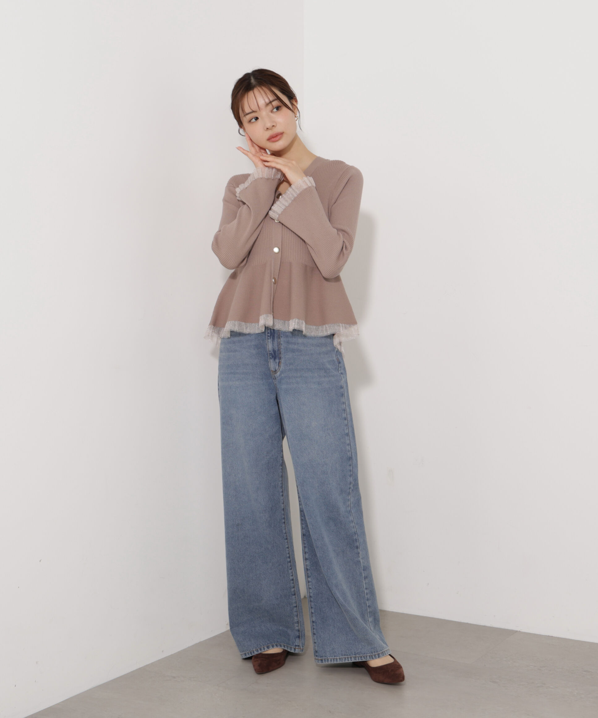 PROPORTION BODY DRESSING「シアー切替ペプラムニット　26SS」|ニット・セーター|