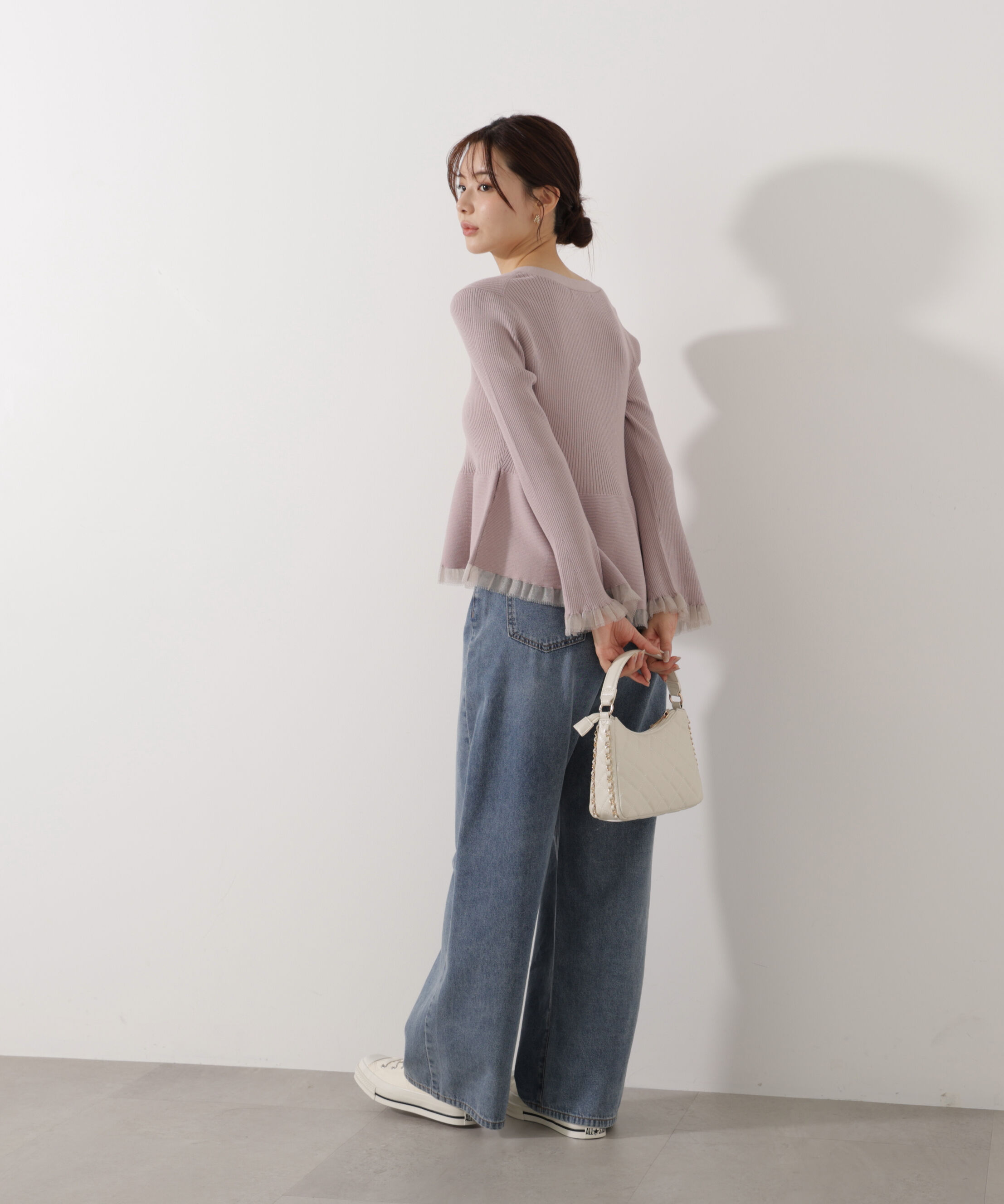 PROPORTION BODY DRESSING「シアー切替ペプラムニット　26SS」|ニット・セーター|