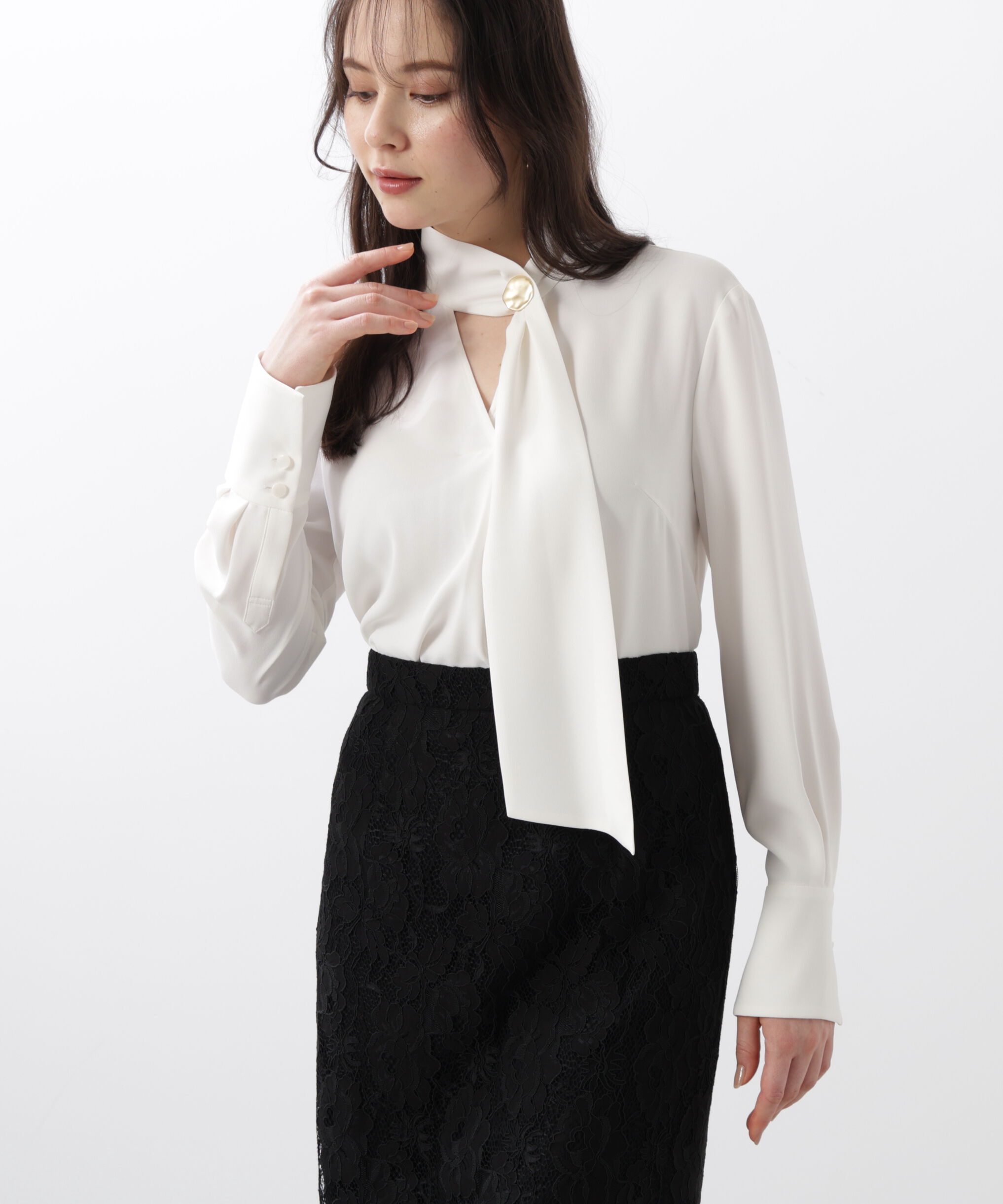  「◆メタル釦ボウタイブラウス」|シャツ・ブラウス|