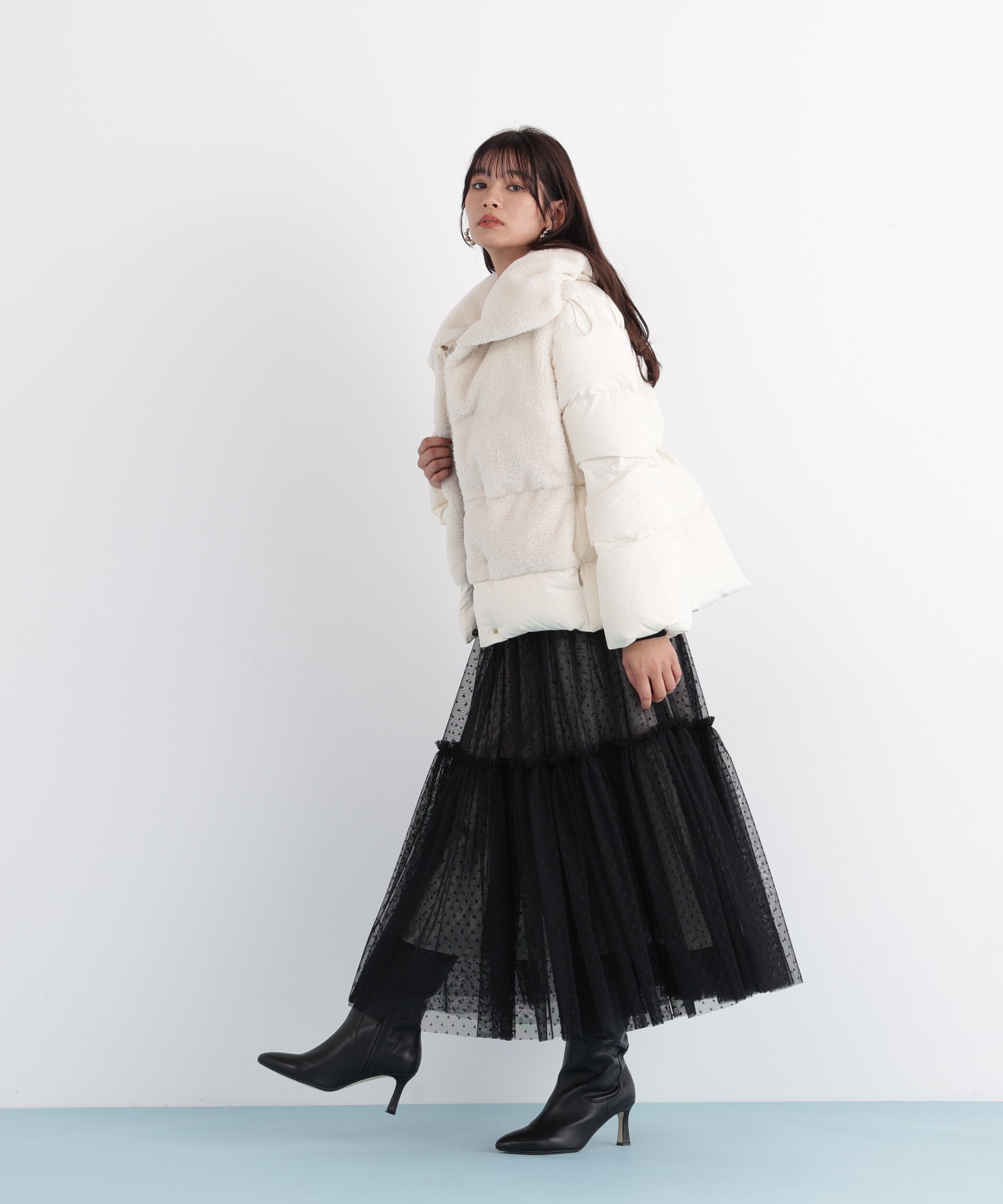  「◆ドットチュールギャザーティアードスカート」|スカート|