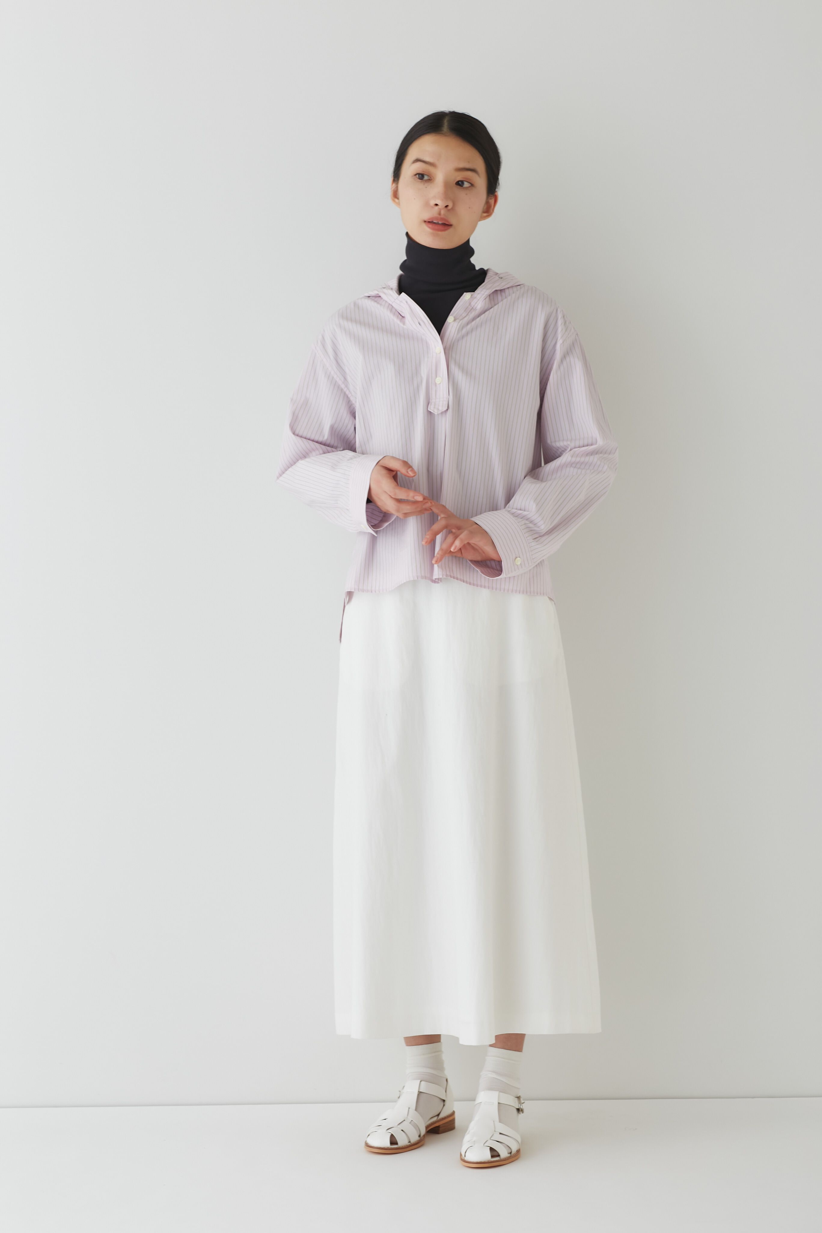  「◆ストライプフーディプルオーバーブラウス」|シャツ・ブラウス|