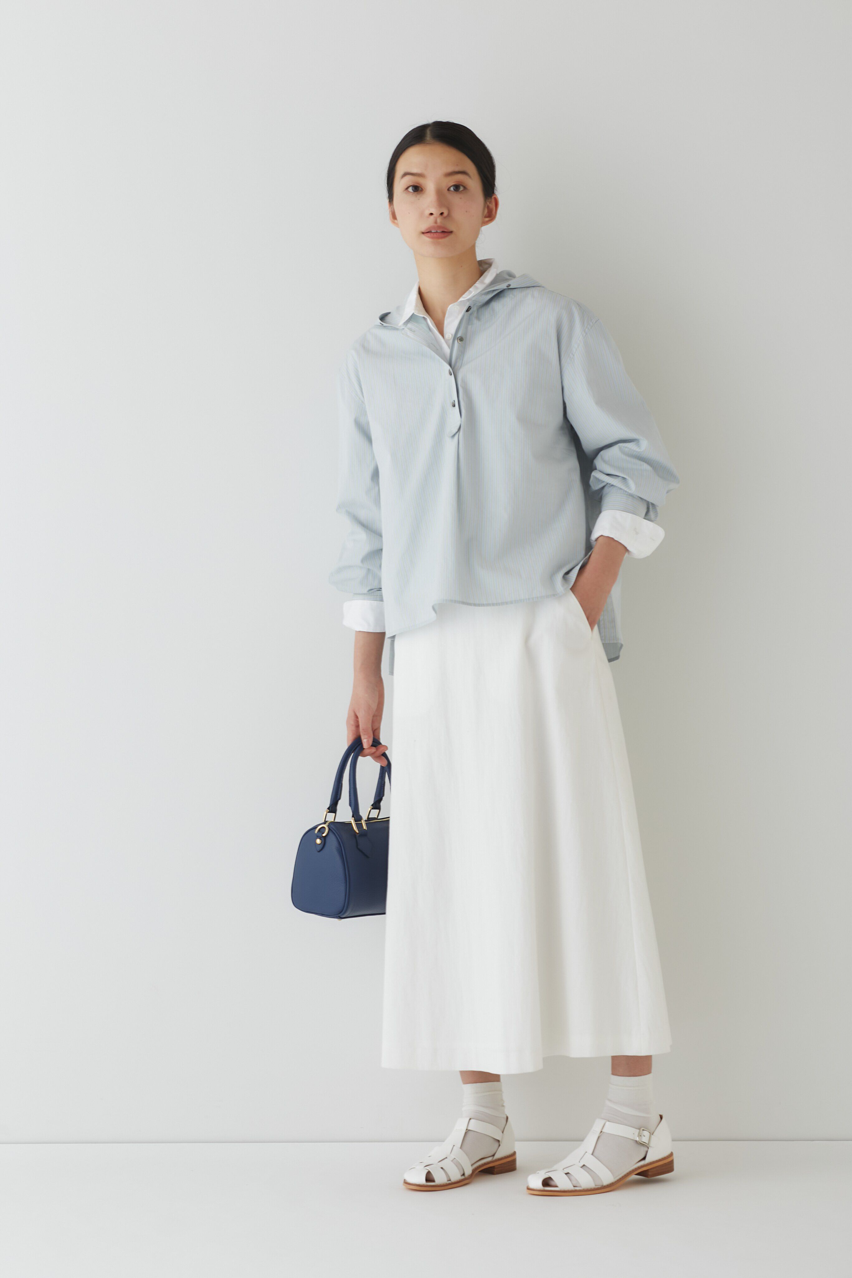  「◆ストライプフーディプルオーバーブラウス」|シャツ・ブラウス|