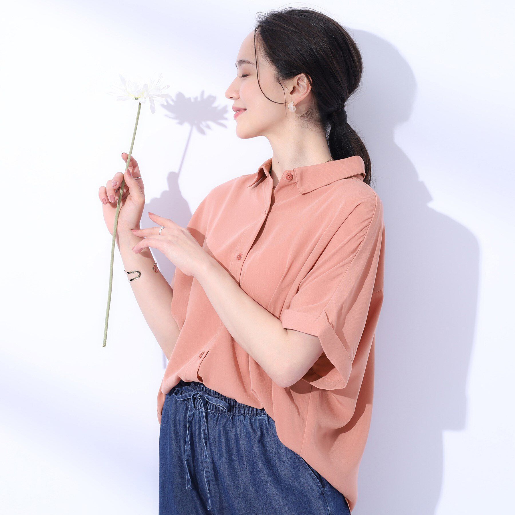 SHOO･LA･RUE「【洗える/プチプラ/無理せずキレイ】オンにもオフにも ドルマンスリーブ前開きシャツ」|シャツ・ブラウス|ピンク(071)