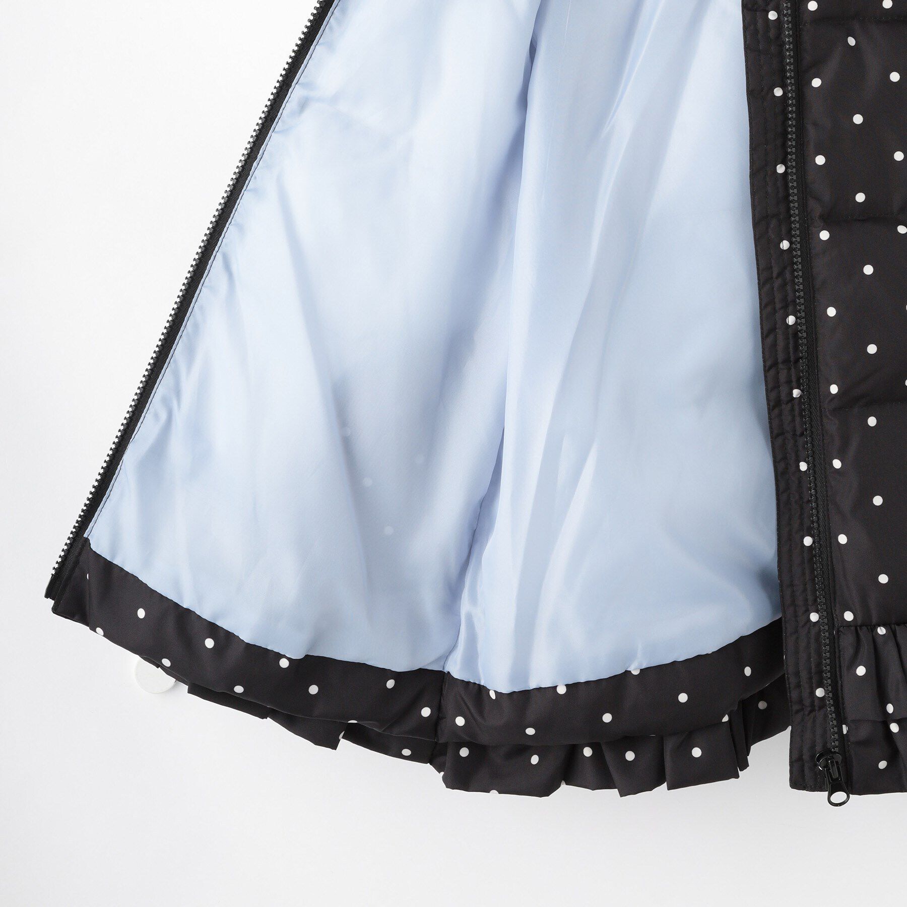 SHOO･LA･RUE「【110-140cm/撥水】フード2WAY総柄フリルブルゾン」|ブルゾン・スタジャン|