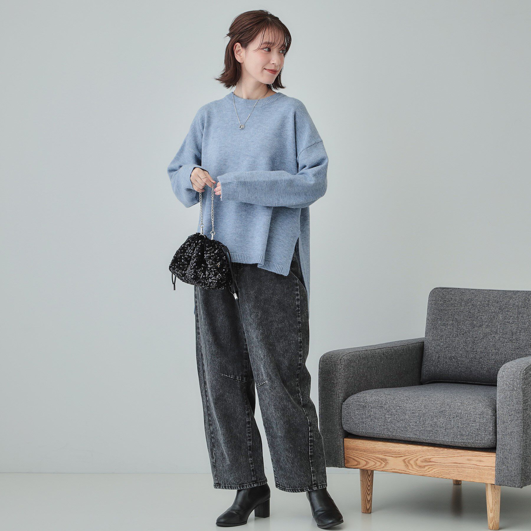 SHOO･LA･RUE「【S-LL/体型カバー】軽くてふわふわ お尻が隠れるワイドシルエットニット」|ニット・セーター|