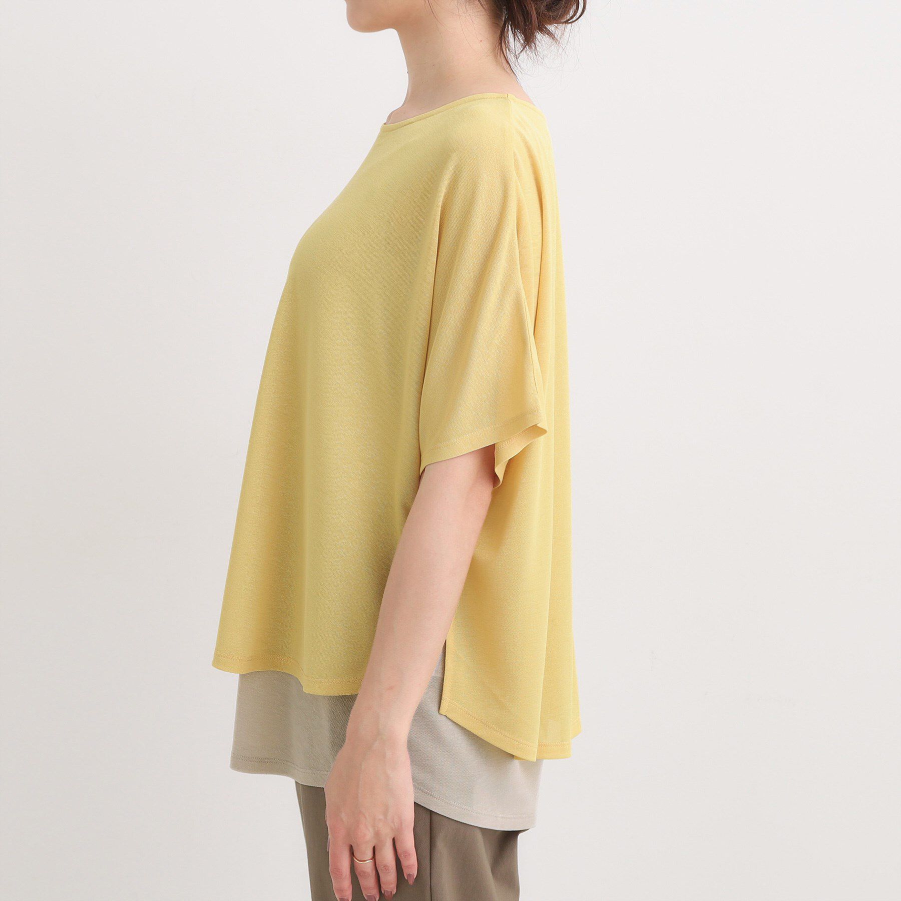 SHOO･LA･RUE「【S-LL/ひんやり/体型カバー】着るだけでサマ見え レイヤードトップス」|Tシャツ・カットソー|