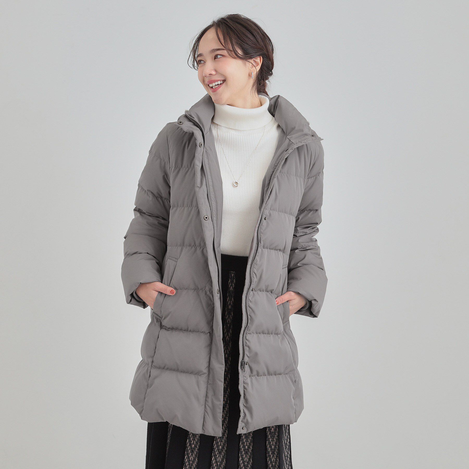 洗濯機可/撥水】フェイクファーフード ロングダウン（SHOO・LA・RUE