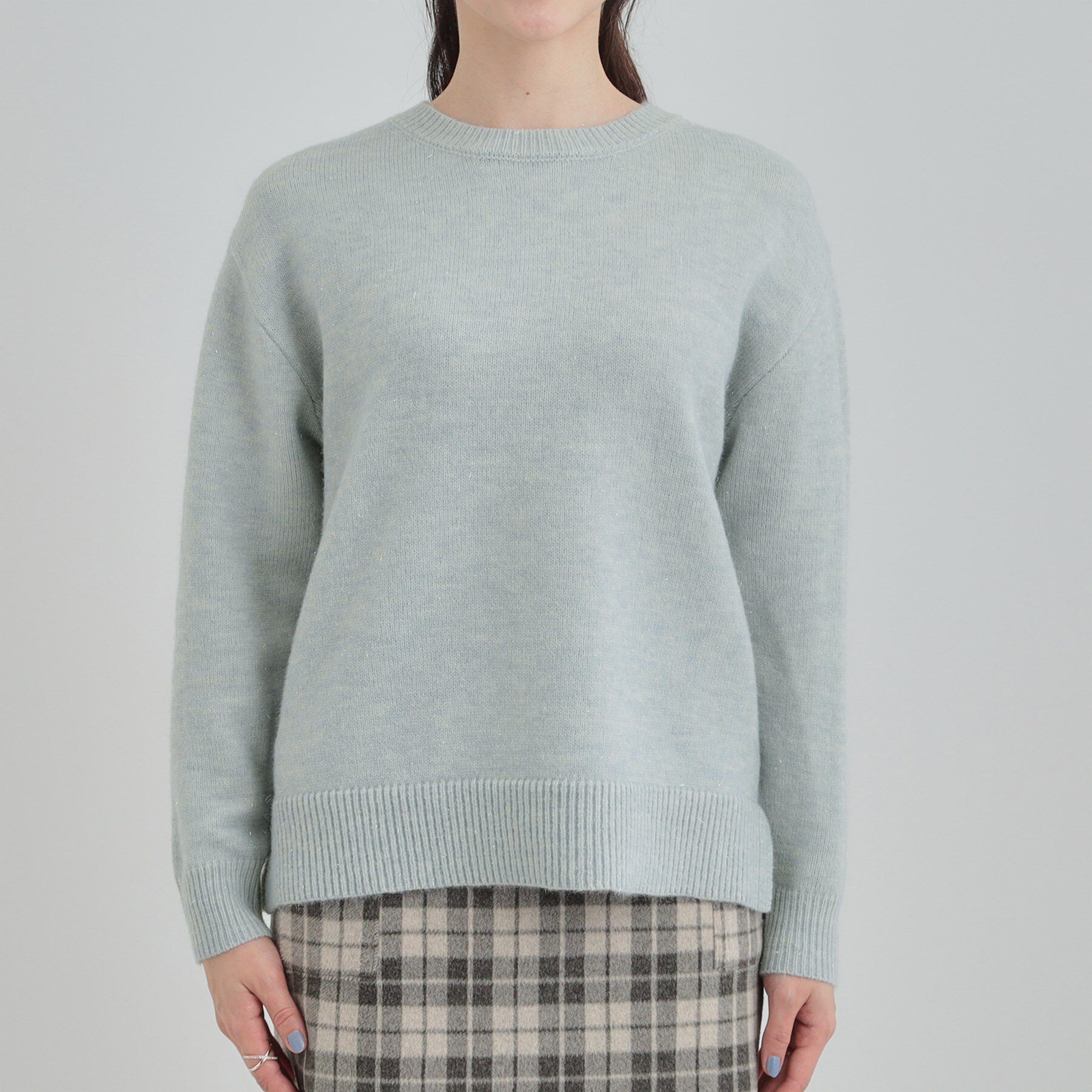 SHOO･LA･RUE「【S-LL/洗濯機可】キラキラ光るラメが上品　クルーネックニット」|ニット・セーター|