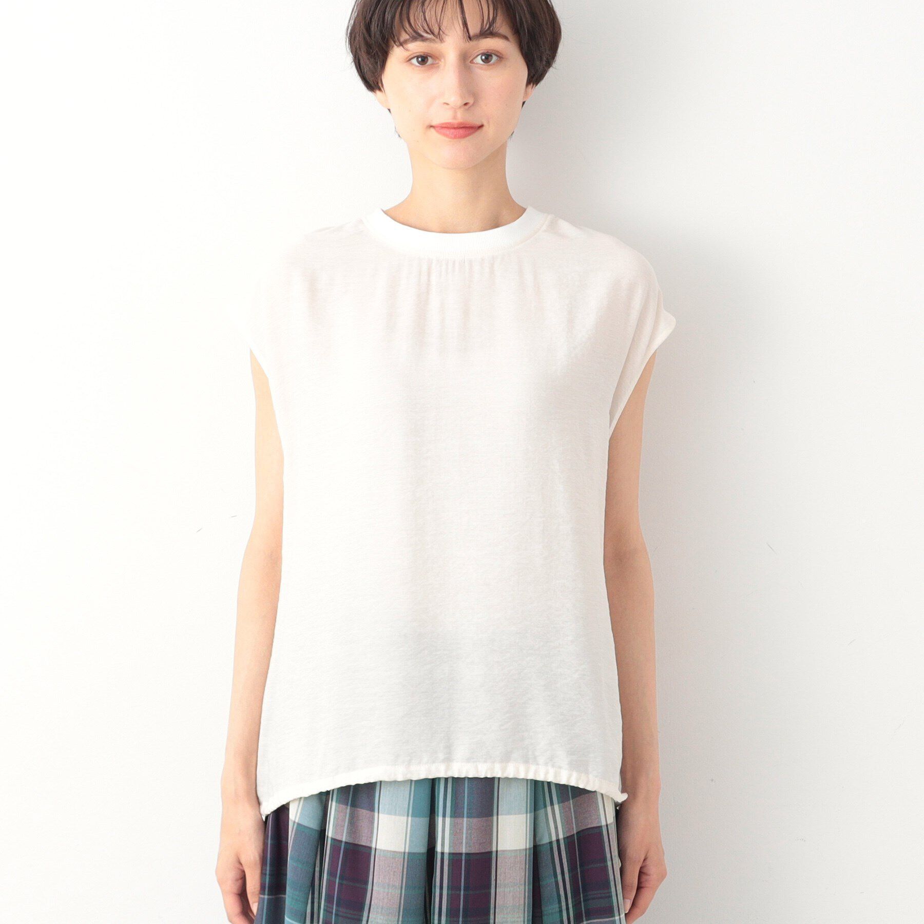 Dessin「【洗える】ドローコード付きリブ襟ブラウス（XS～L）」|シャツ・ブラウス|