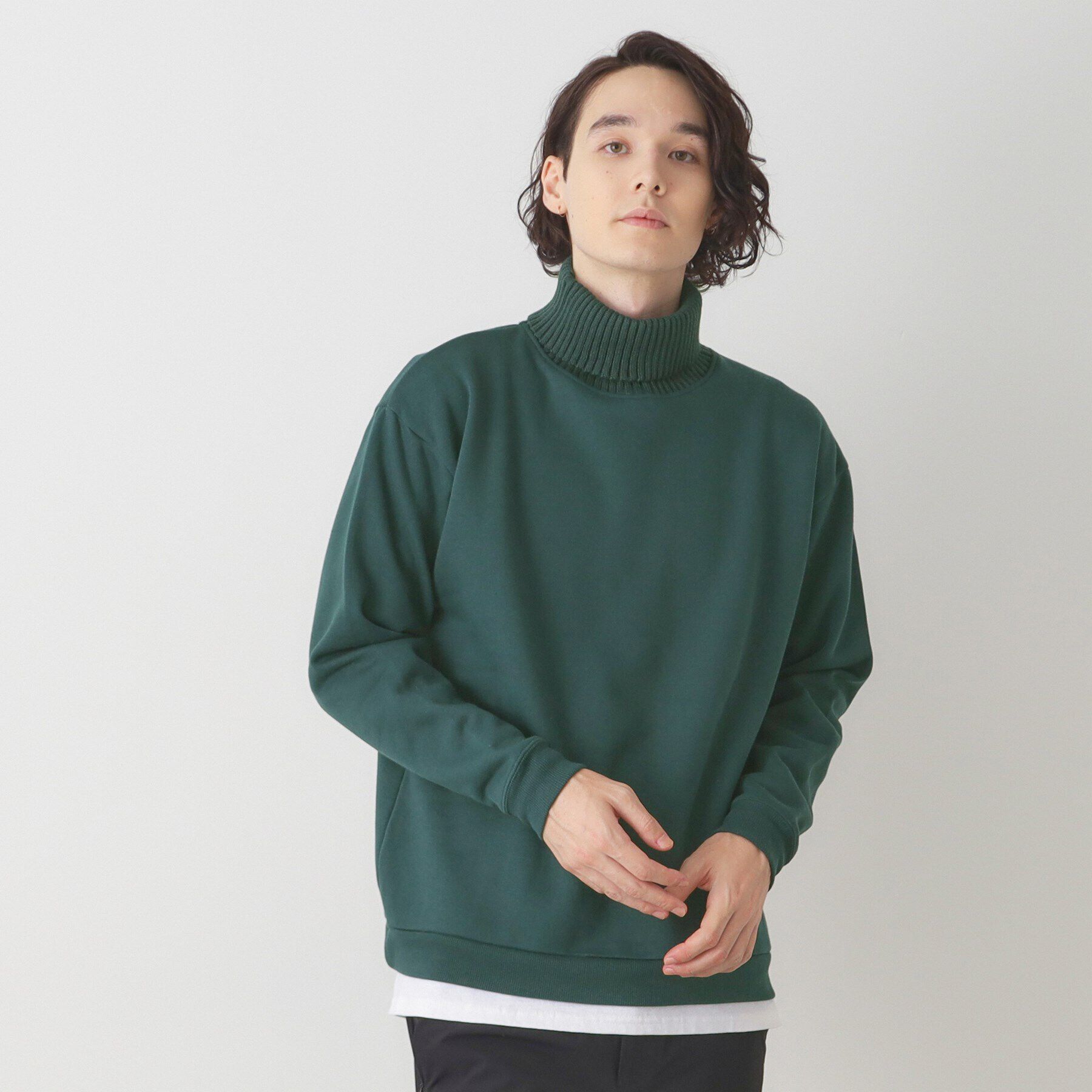 Dessin「ニットタートル切替ジャージ」|パーカー|