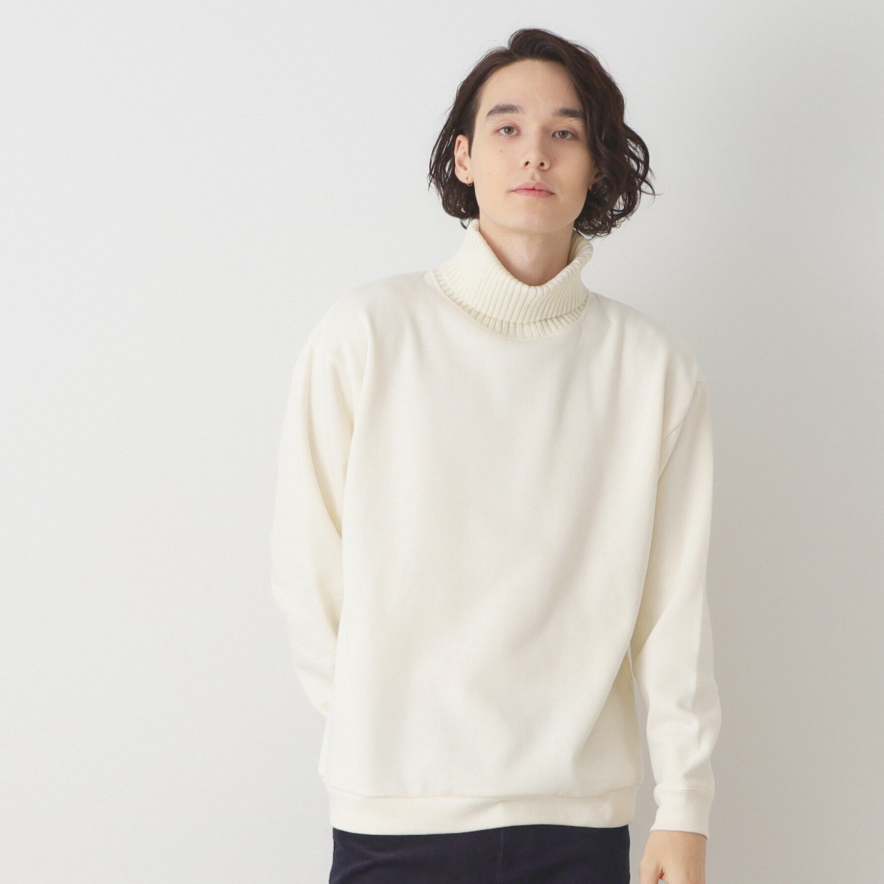 Dessin「ニットタートル切替ジャージ」|パーカー|グレージュ(050)