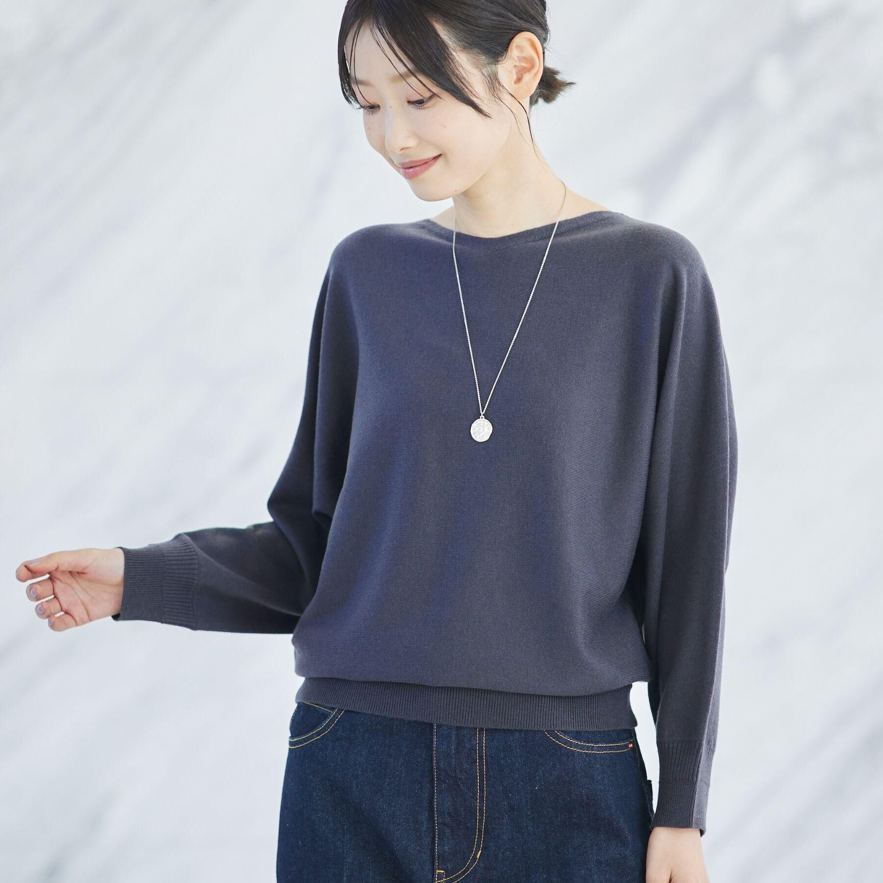 Dessin「【洗える】ウールブレンド後ろボタンニット」|ニット・セーター|チャコールグレー(0