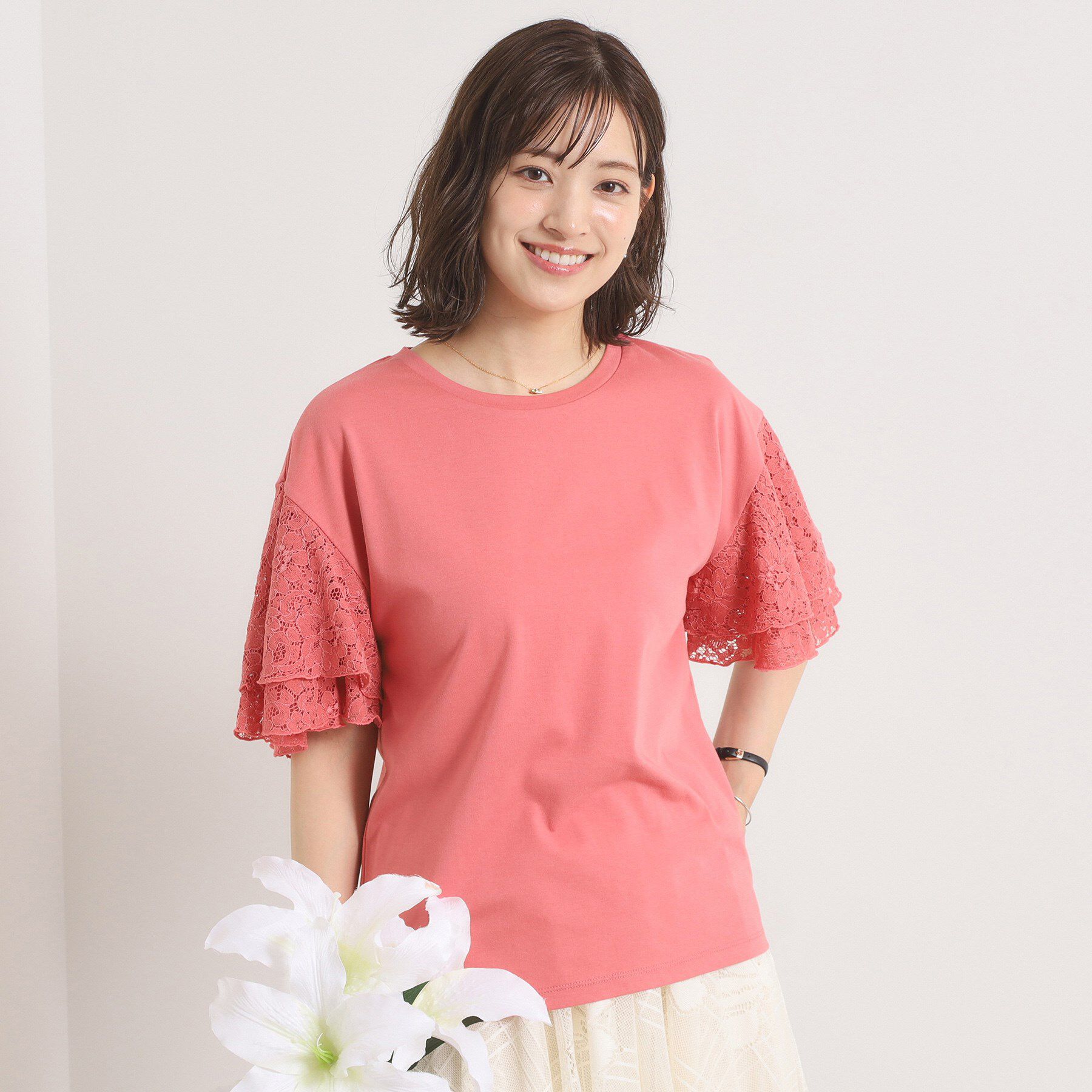 ITS&rsquo;DEMO「【手洗い可】袖フレアレースプルオーバー」|Tシャツ・カットソー|