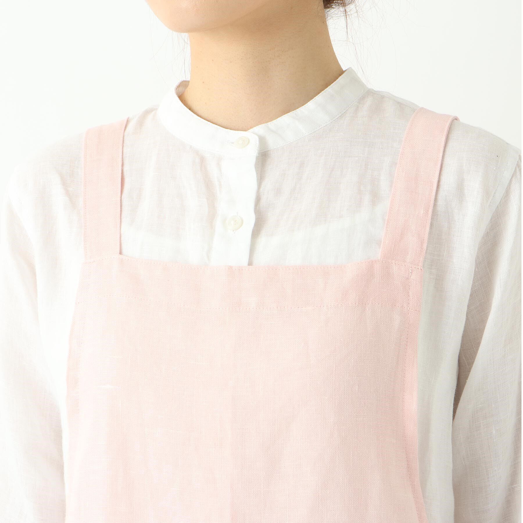 212 KITCHEN STORE「リネンギャザーワンピースエプロン チェリーピンク ＜LINEN&BASIC リネンアンドベーシック＞」|食器・キッチングッズ|