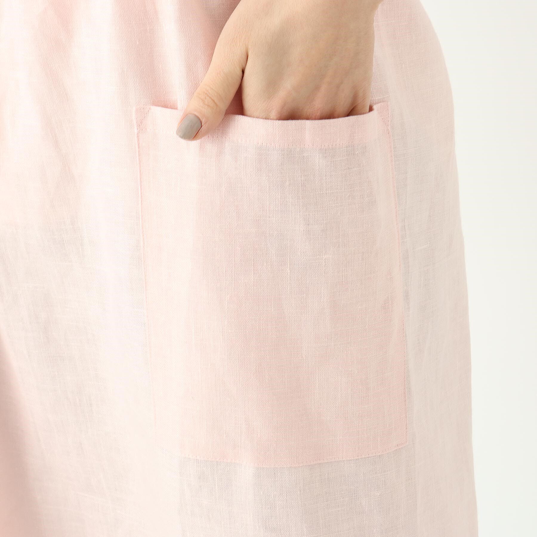 212 KITCHEN STORE「リネンギャザーワンピースエプロン チェリーピンク ＜LINEN&BASIC リネンアンドベーシック＞」|食器・キッチングッズ|