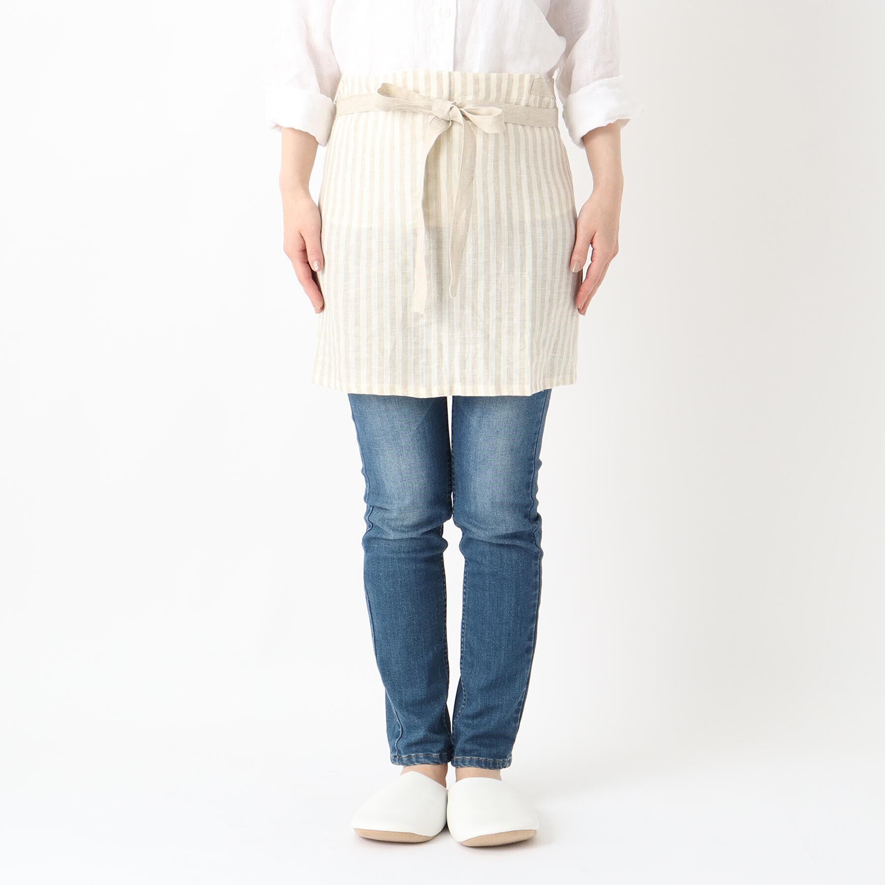 212 KITCHEN STORE「リネンストライプ カフェエプロン IV&times;BE ＜212Kオリジナル ＞」|食器・キッチングッズ|