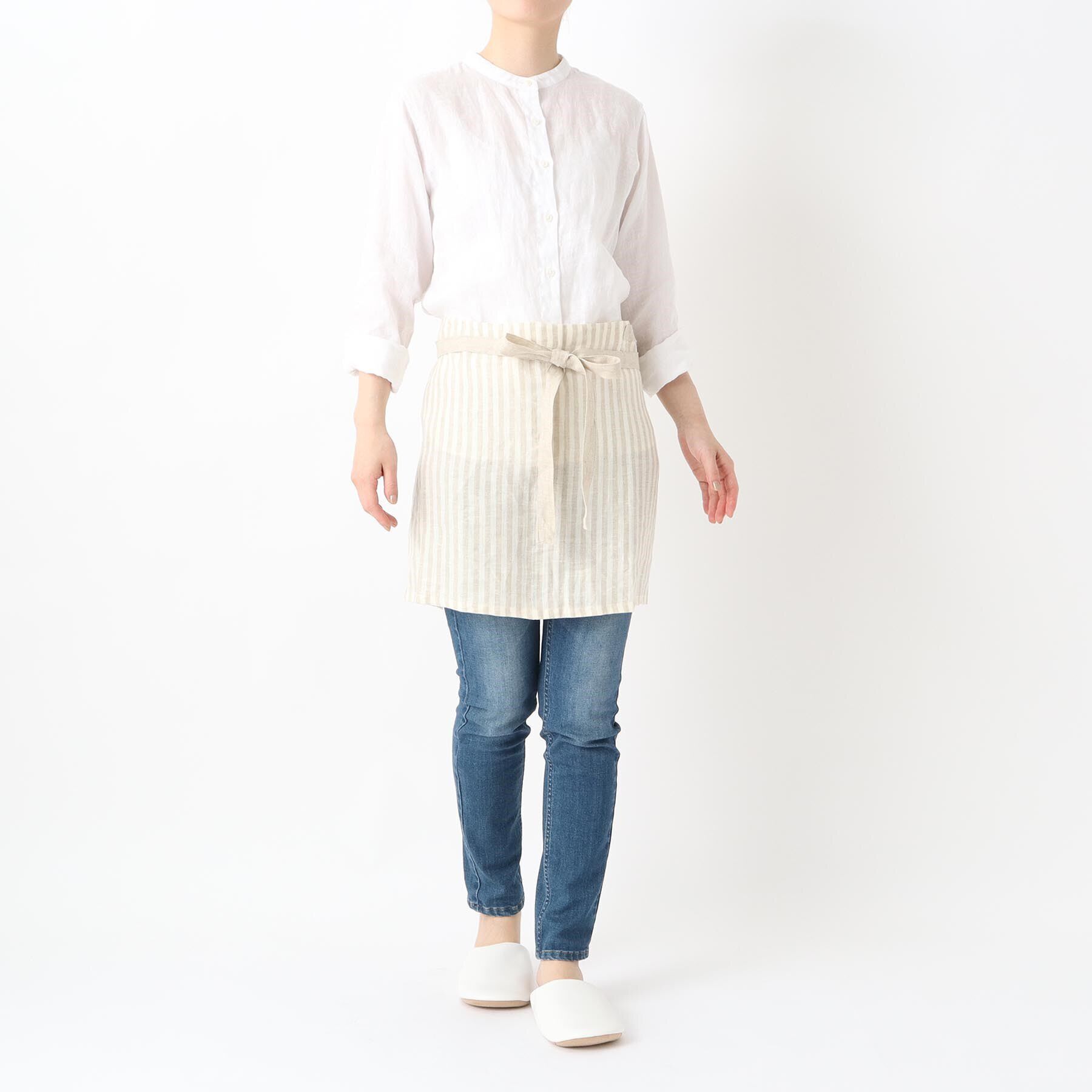 212 KITCHEN STORE「リネンストライプ カフェエプロン IV&times;BE ＜212Kオリジナル ＞」|食器・キッチングッズ|