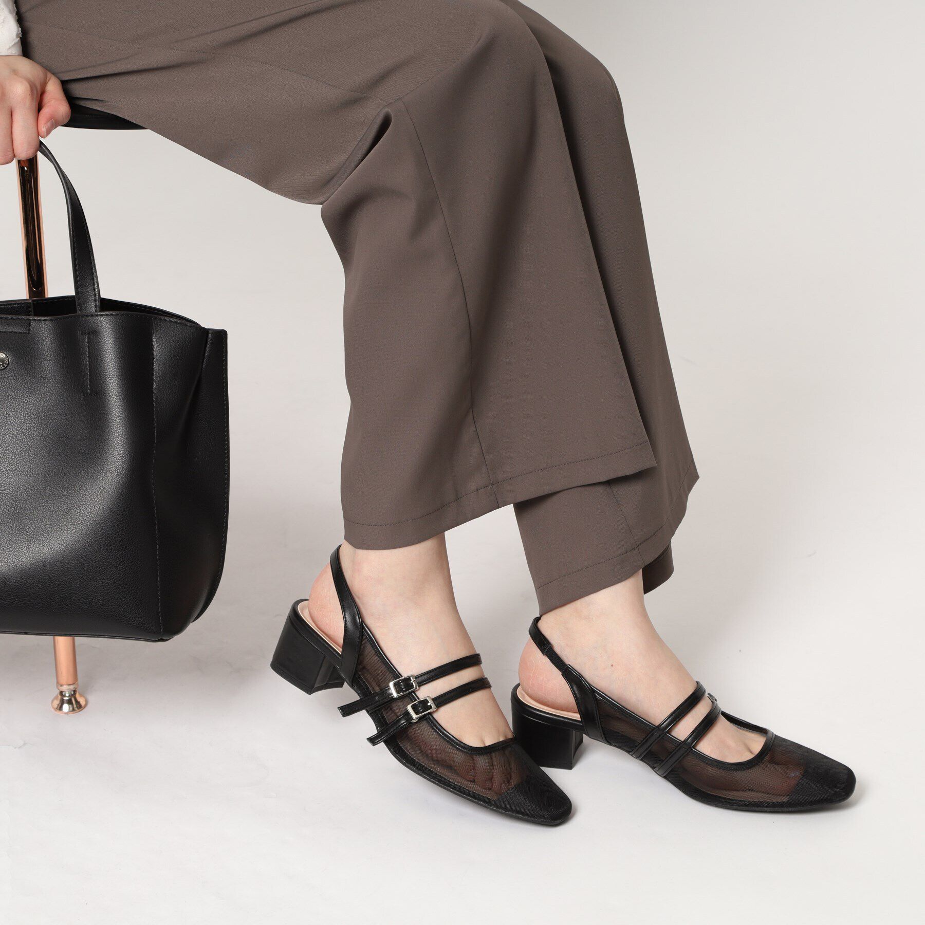 ESPERANZA「ダブルベルトメッシュパンプス」|パンプス|