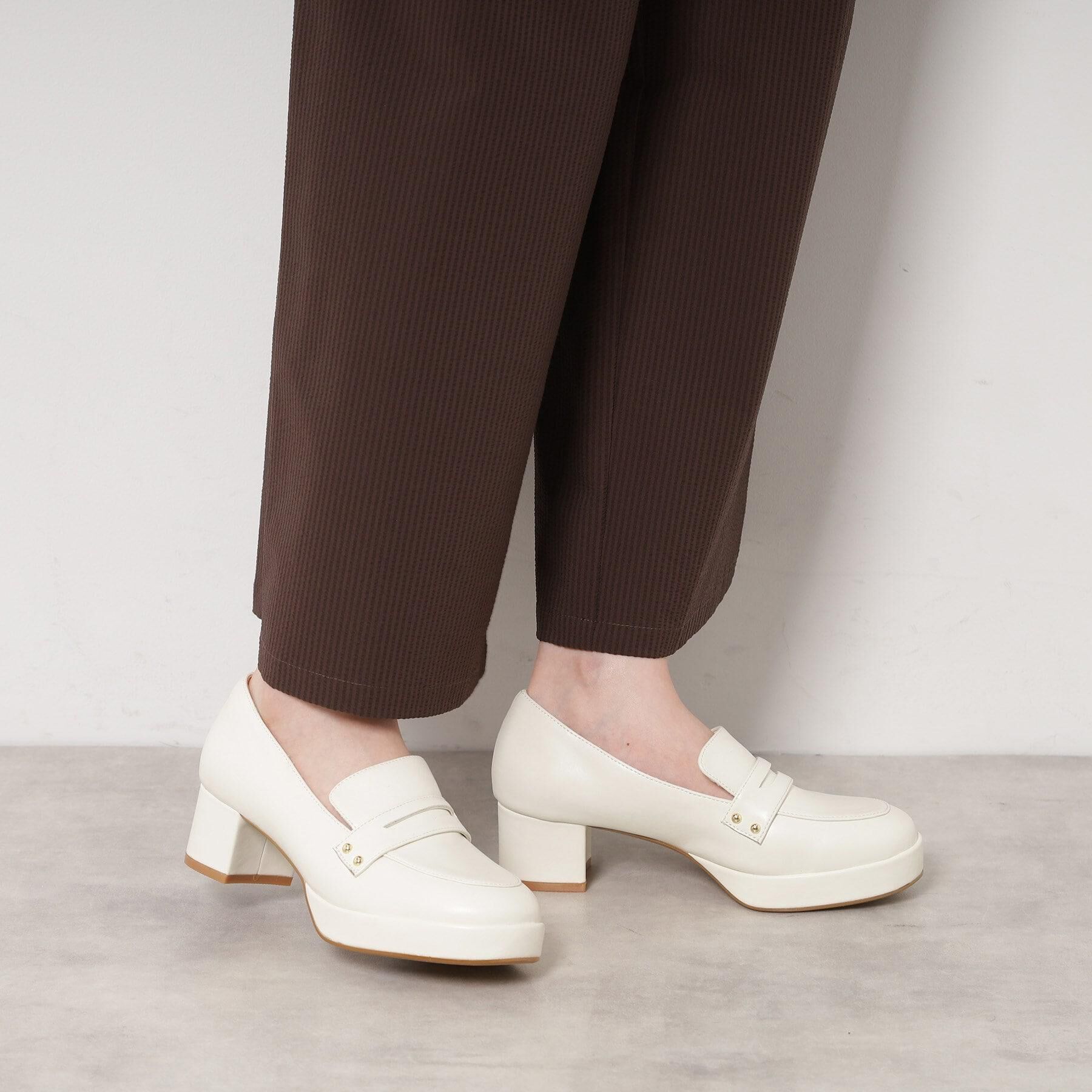 ESPERANZA「ヒールアップローファー」|パンプス|アイボリー(004)