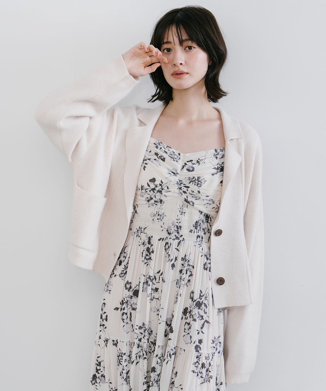 COCO DEAL「フォックス混ニットテーラードジャケット」|テーラードジャケット|アイボリー