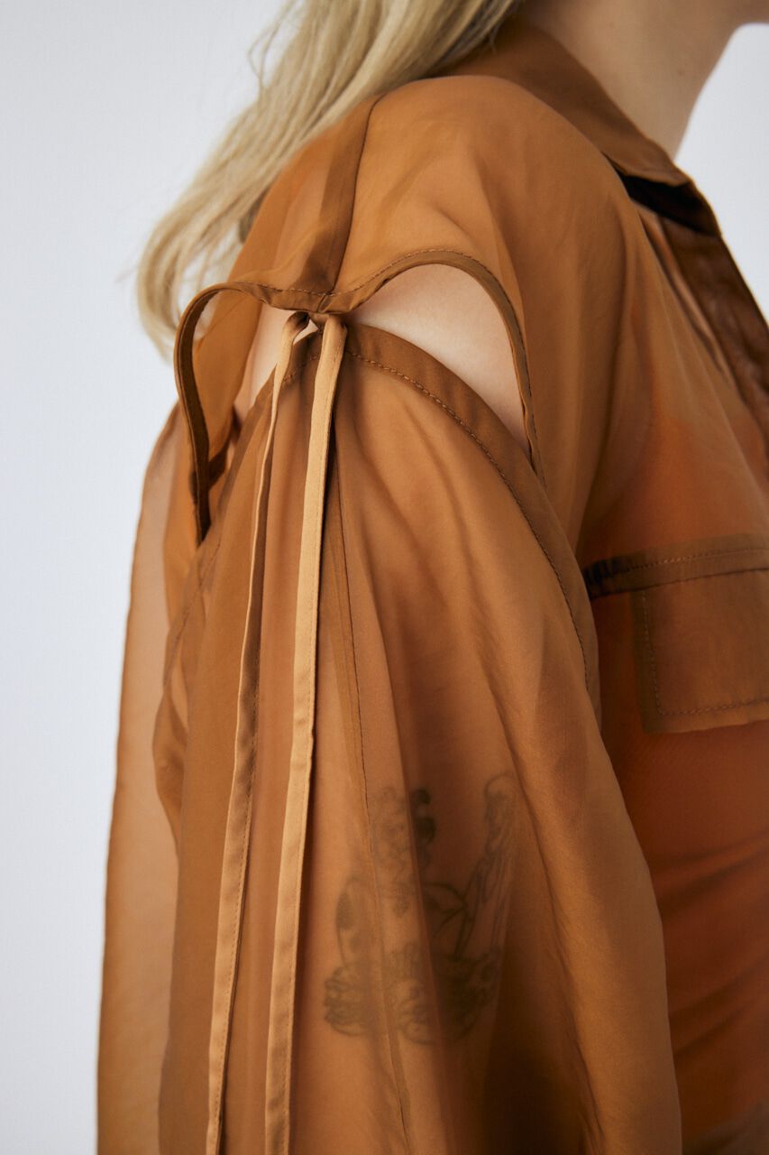 MOUSSY「TIED SLEEVE SEE-THROUGH シャツ」|シャツ・ブラウス|