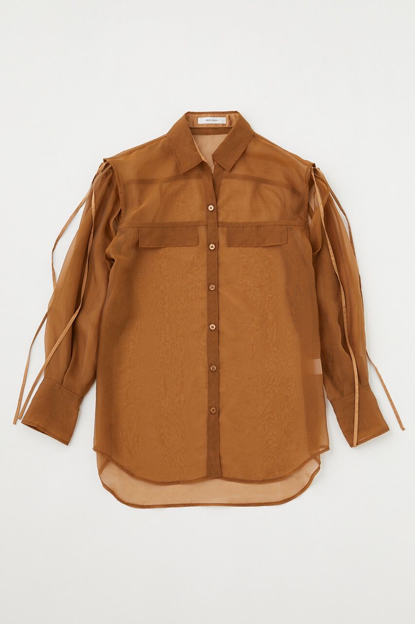 MOUSSY「TIED SLEEVE SEE-THROUGH シャツ」|シャツ・ブラウス|