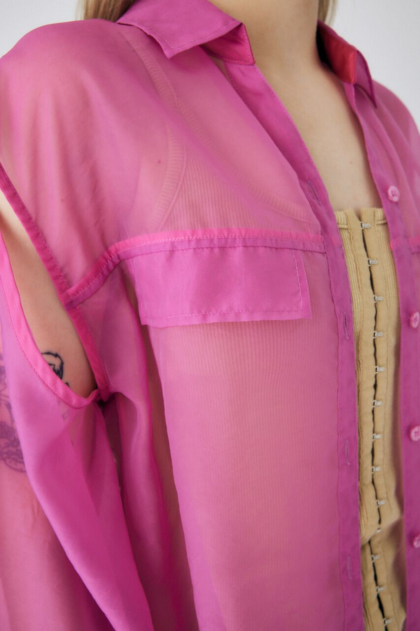 MOUSSY「TIED SLEEVE SEE-THROUGH シャツ」|シャツ・ブラウス|