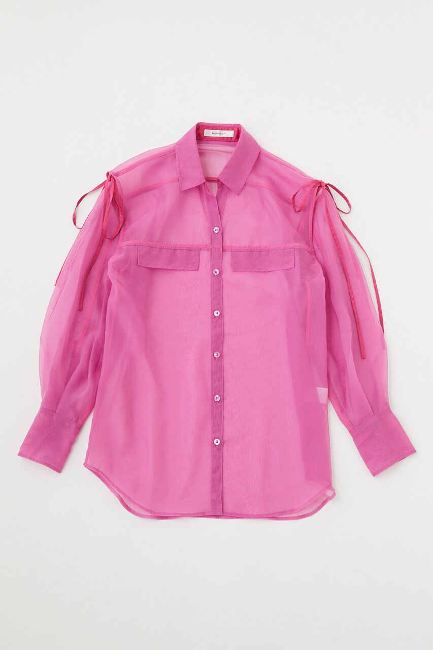 MOUSSY「TIED SLEEVE SEE-THROUGH シャツ」|シャツ・ブラウス|