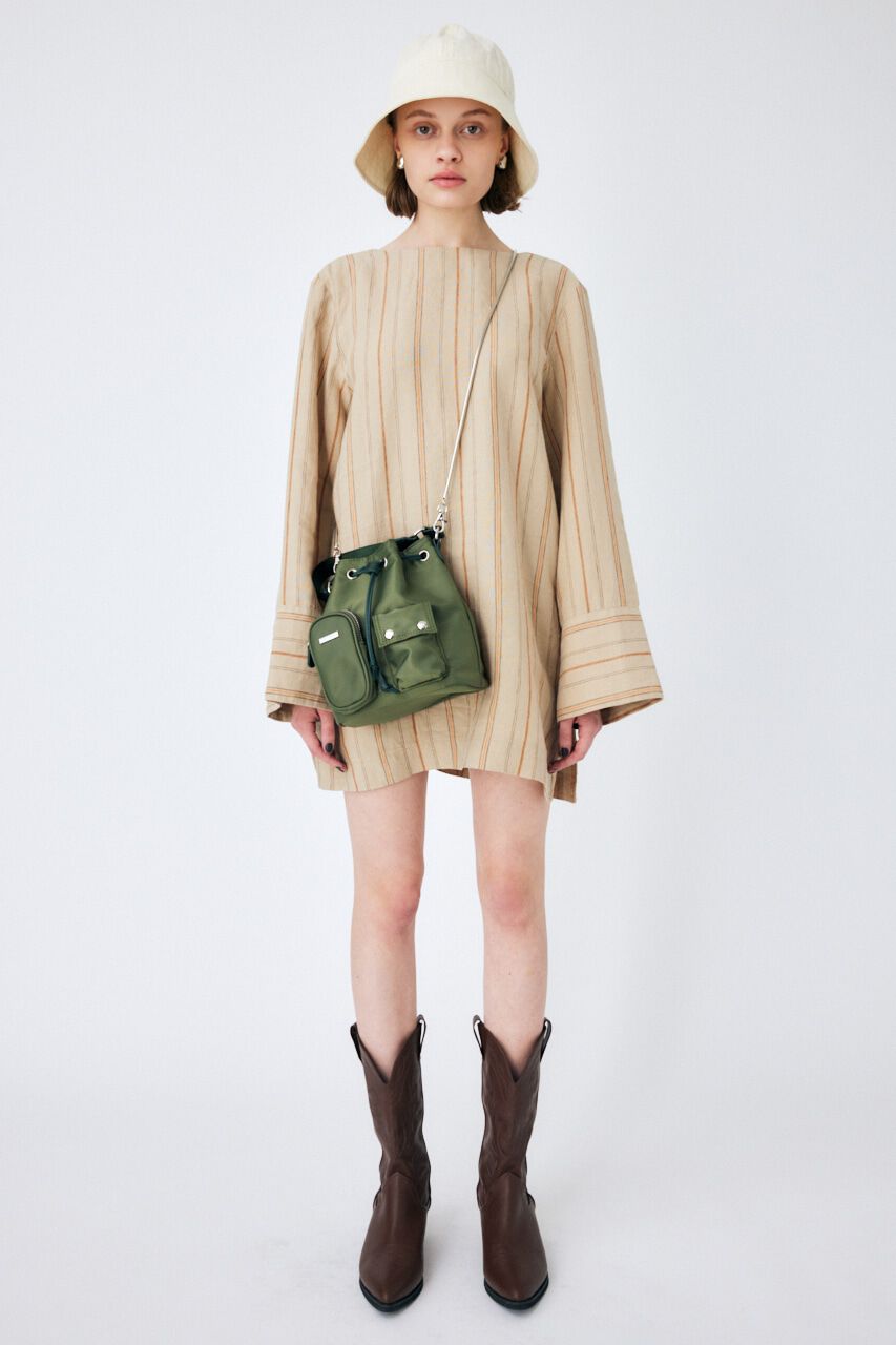 MOUSSY「LINEN STRIPE ミニドレス＆パンツ」|ワンピース|柄BEG5