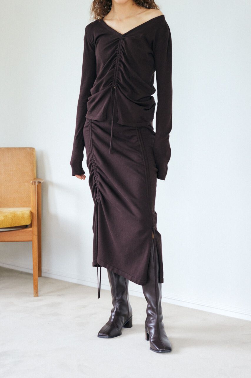 MOUSSY「GATHERING ニット スカート」|スカート|BLK