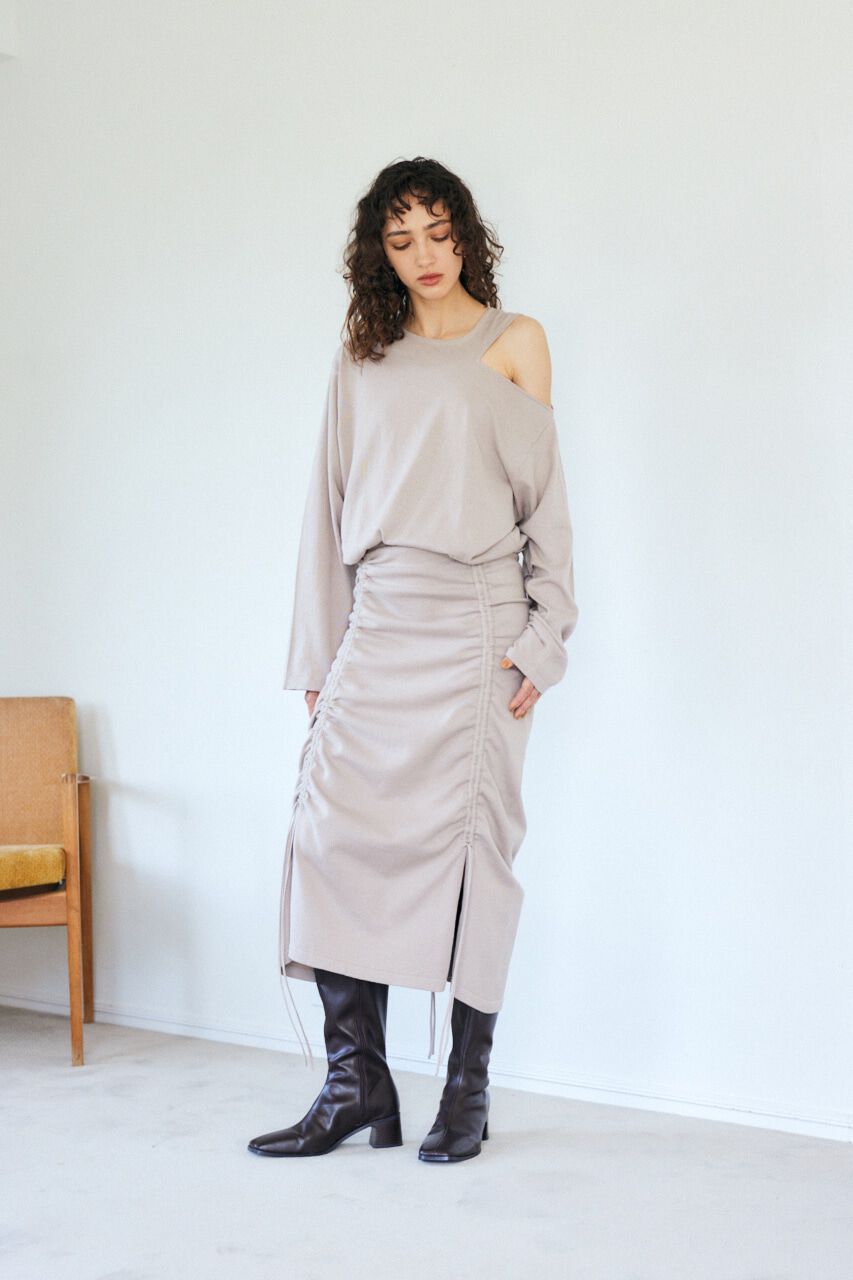 MOUSSY「GATHERING ニット スカート」|スカート|GRY