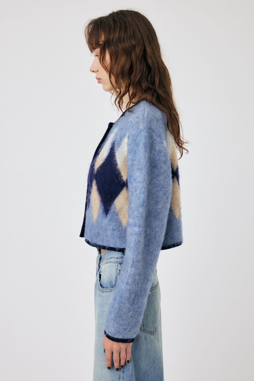 MOUSSY「ARGYLE SHAGGY カーディガン」|カーディガン|