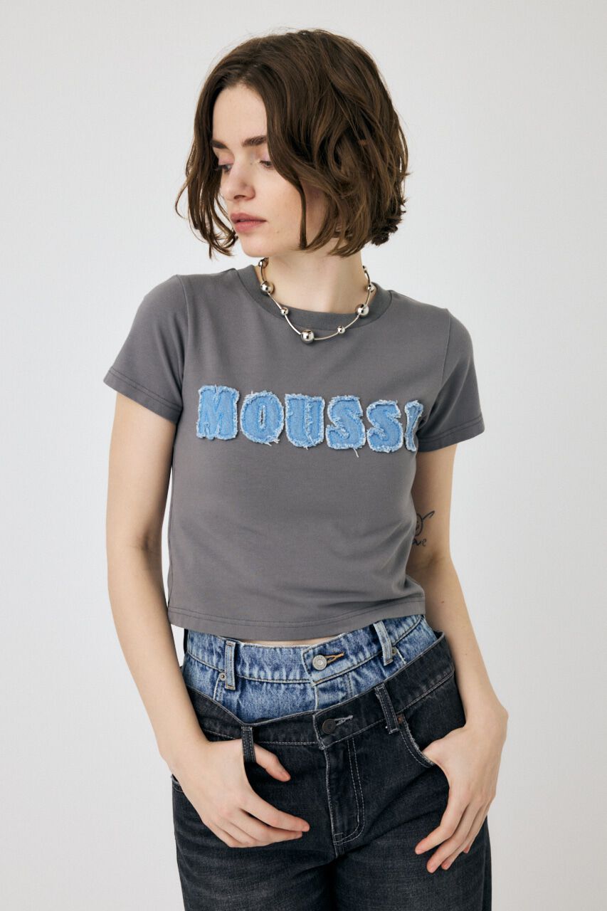 MOUSSY「PATCH DENIM MOUSSY TINY Tシャツ」|Tシャツ・カットソー|GRY