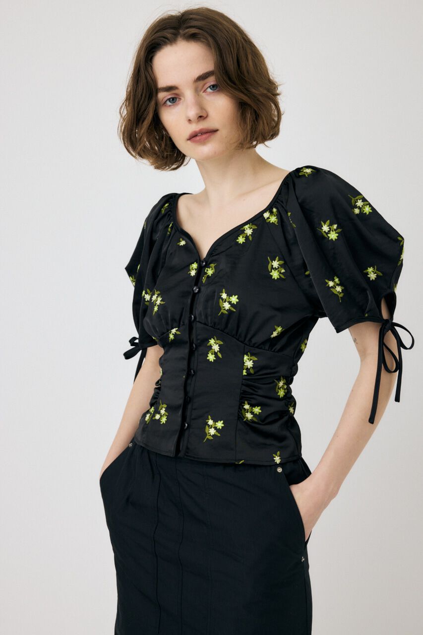 MOUSSY「BUTTERFLY SLEEVE ブラウス」|シャツ・ブラウス|柄BLK5