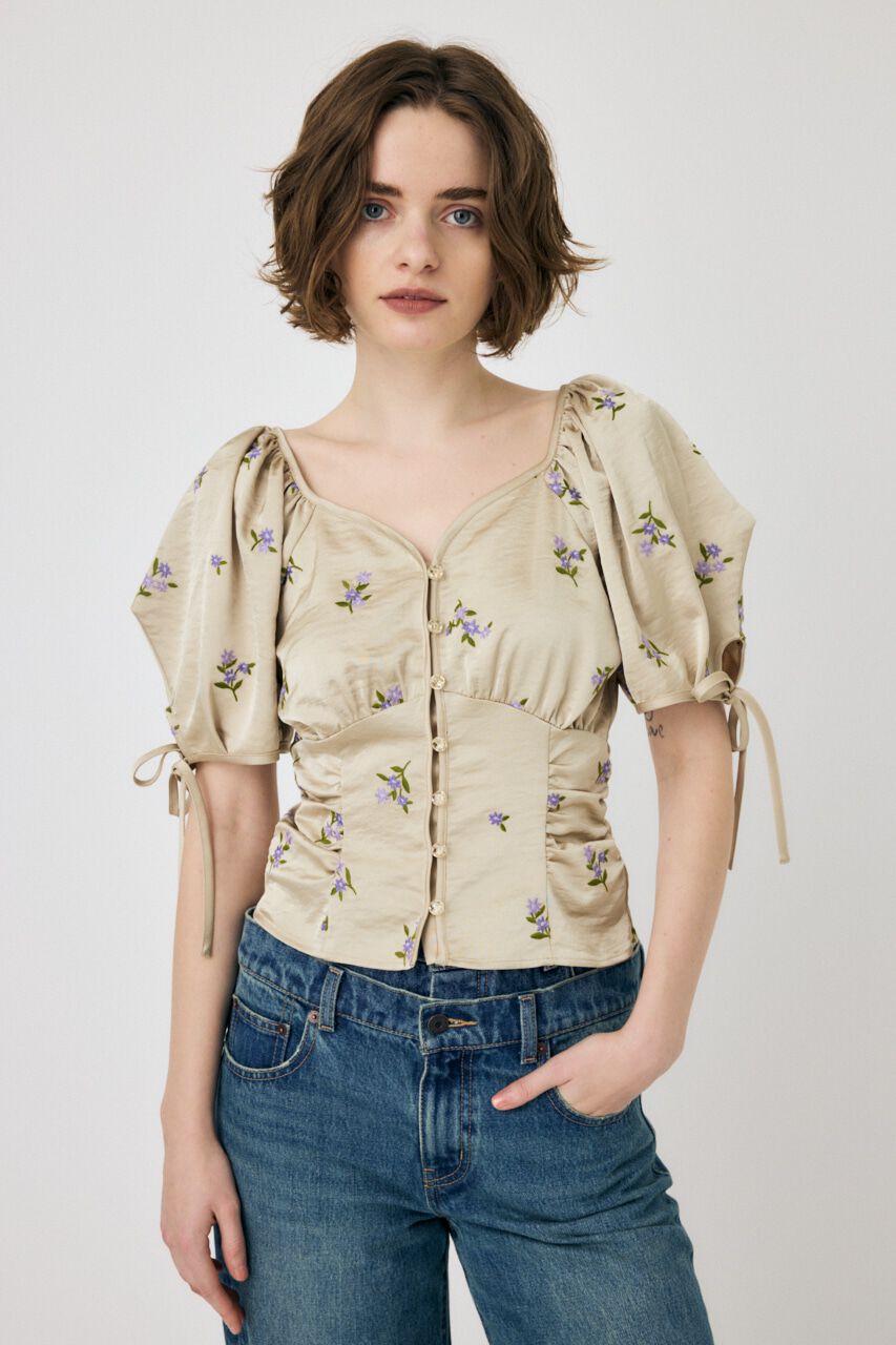 MOUSSY「BUTTERFLY SLEEVE ブラウス」|シャツ・ブラウス|柄BEG5