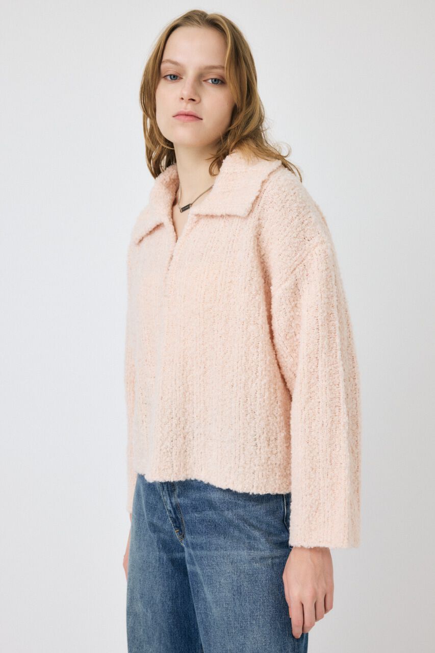 MOUSSY「OPEN COLLAR ニット」|ニット・セーター|L/PNK1