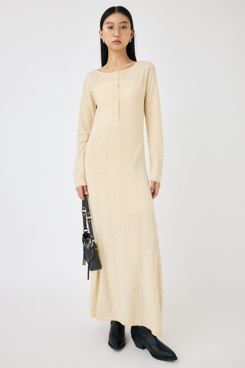 MOUSSY「POINTELLE マキシドレス」|ワンピース|ECRU
