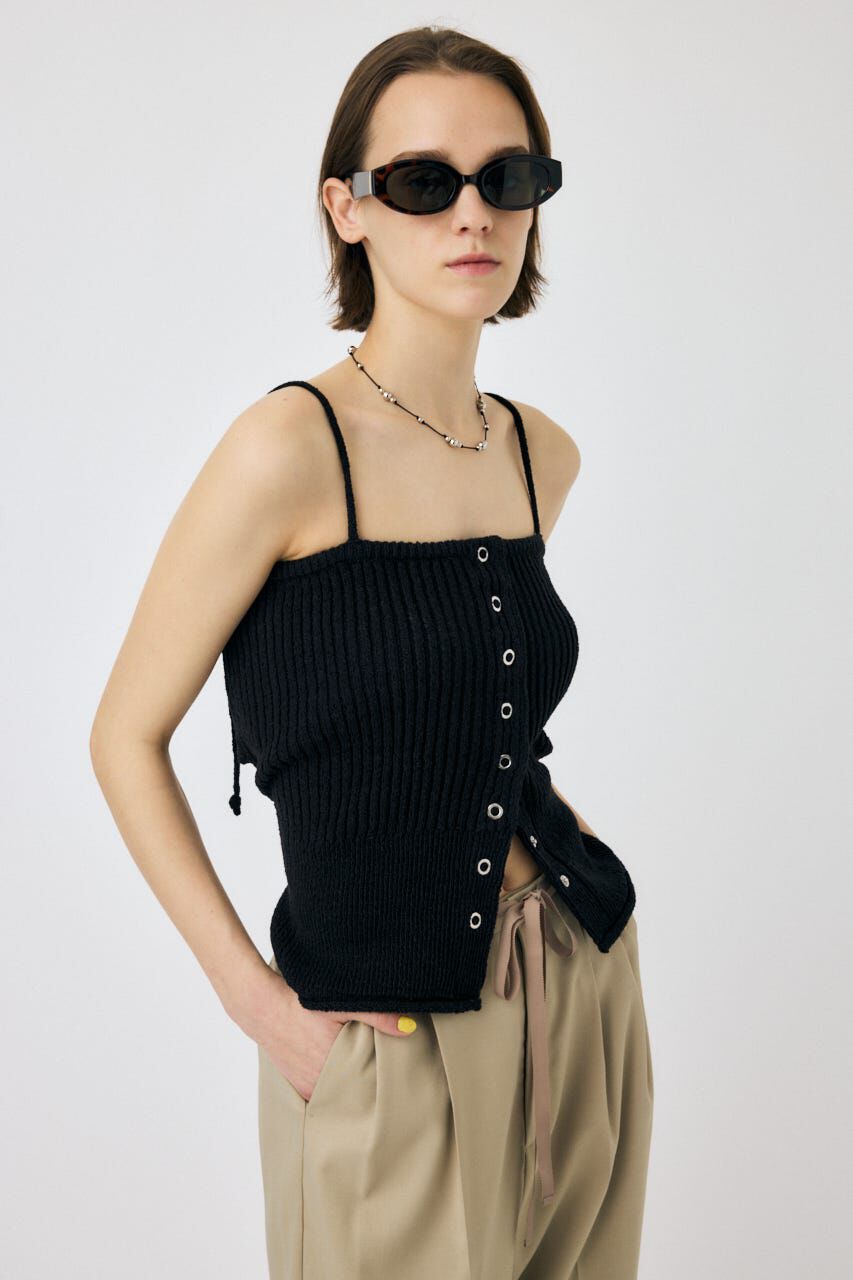 MOUSSY「FRONT BUTTON ニットキャミ」|キャミソール|BLK