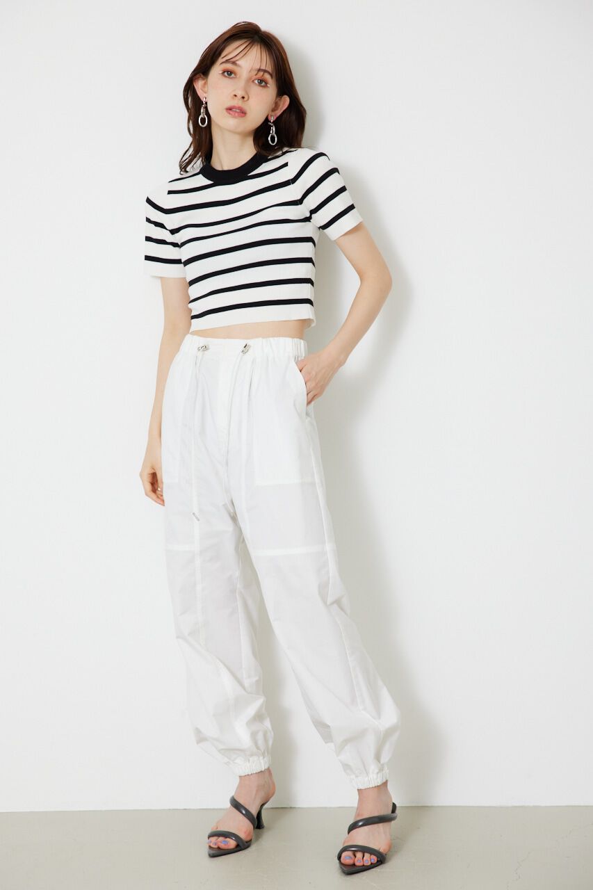 rienda「ボーダーショートKnit TOP」|ニット・セーター|