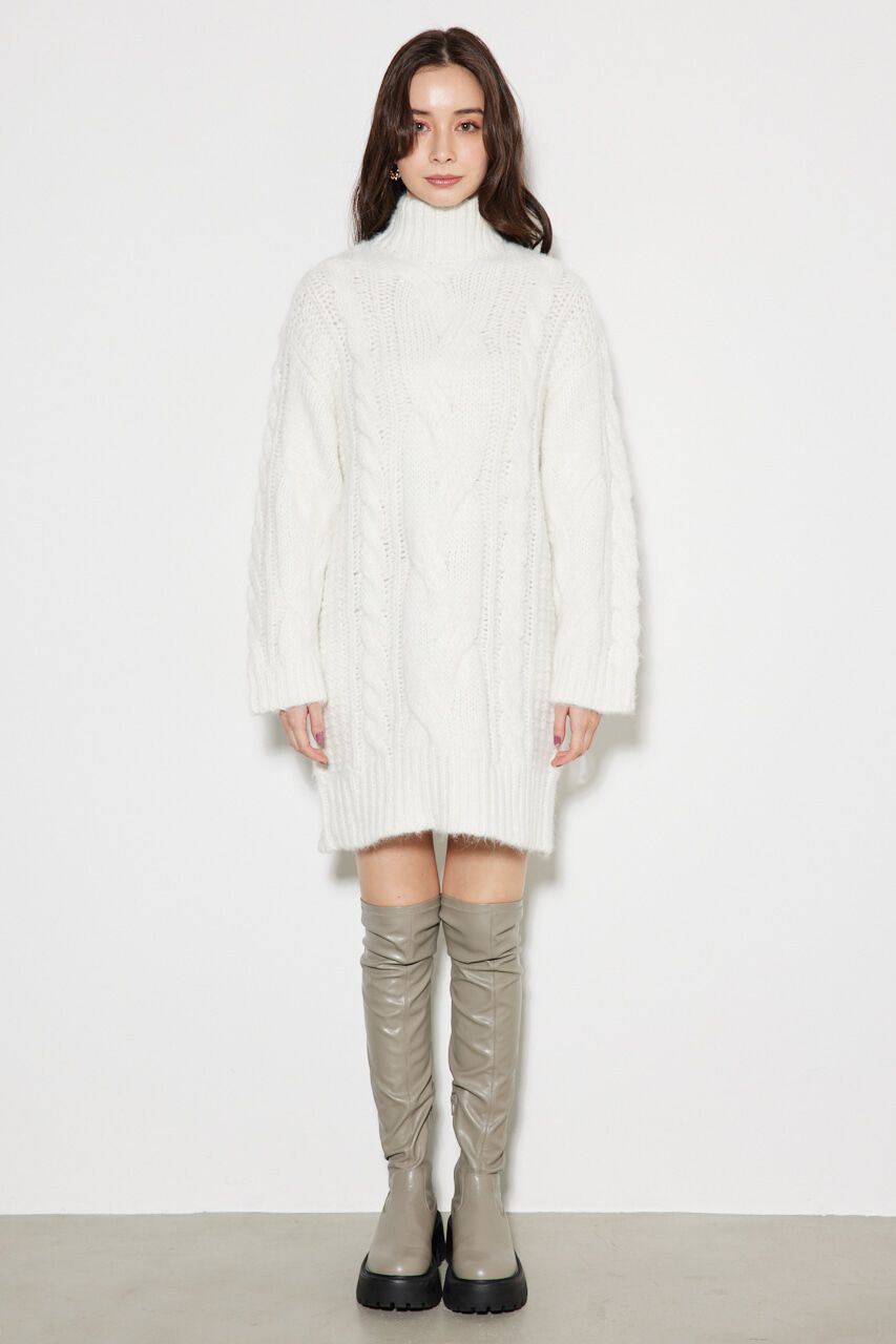 rienda「ケーブルデザインknit ミニ OP」|ワンピース|