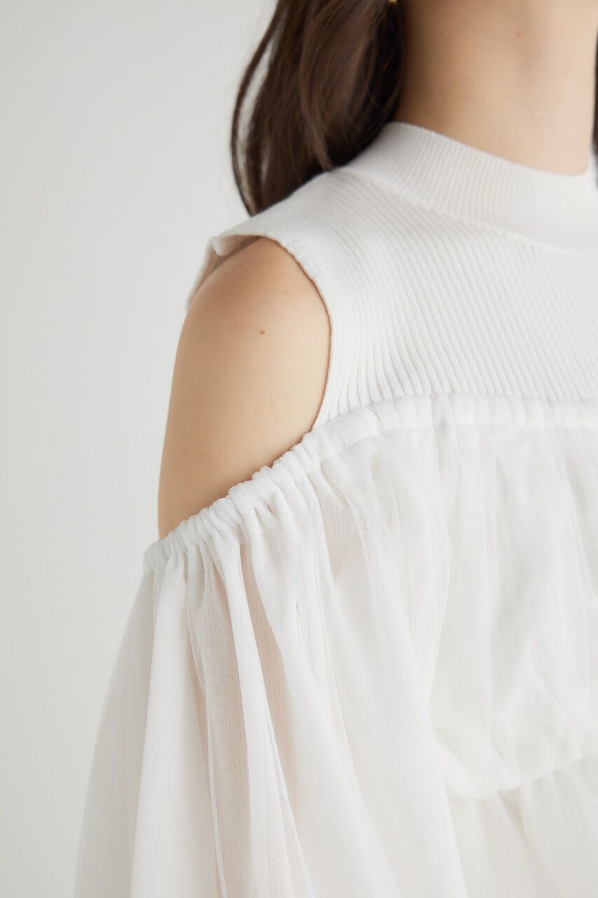 rienda「ペプラムチュールコンビKnit TOP」|ニット・セーター|