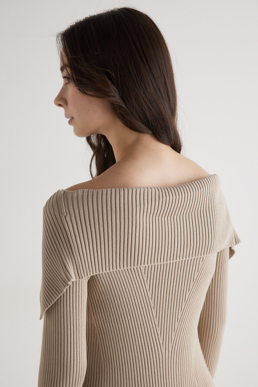 rienda「オーバーカラータイトknit OP」|ワンピース|