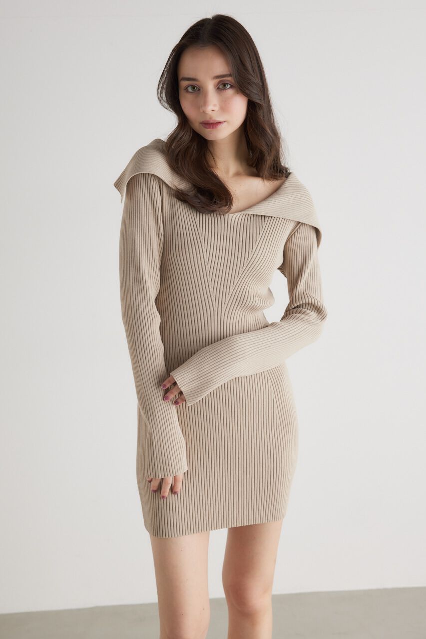 rienda「オーバーカラータイトmini Knit OP」|ワンピース|