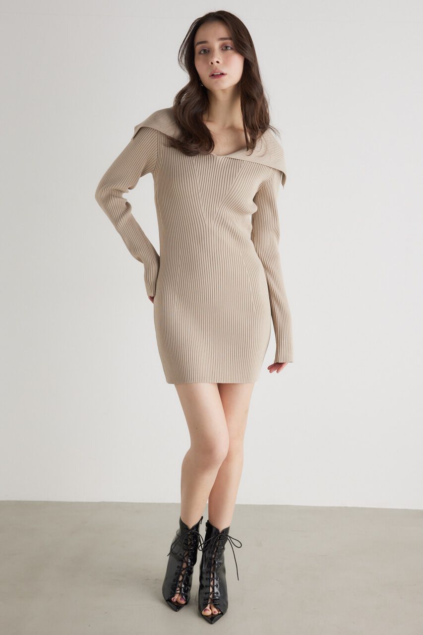 rienda「オーバーカラータイトmini Knit OP」|ワンピース|