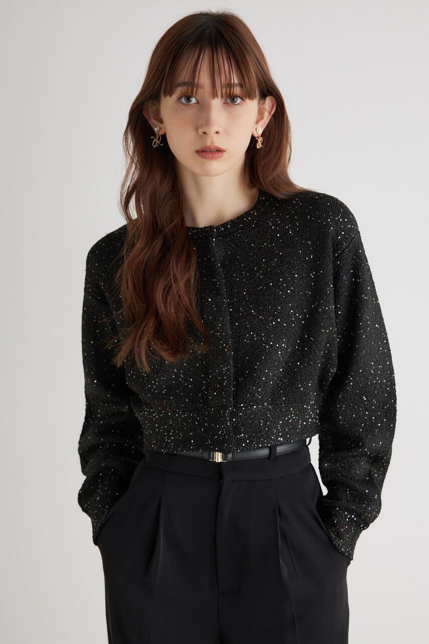 rienda「スパンコールKnit CD」|カーディガン|