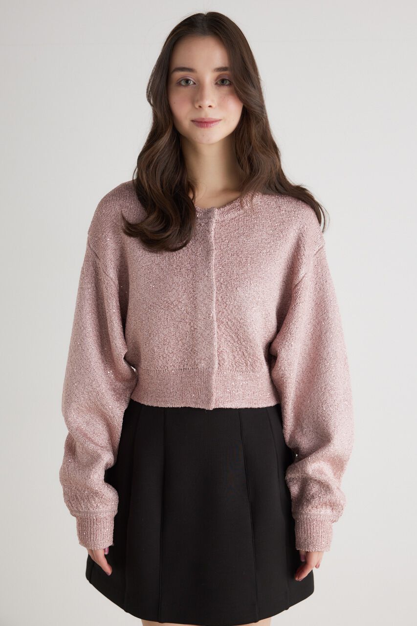 rienda「スパンコールKnit CD」|カーディガン|