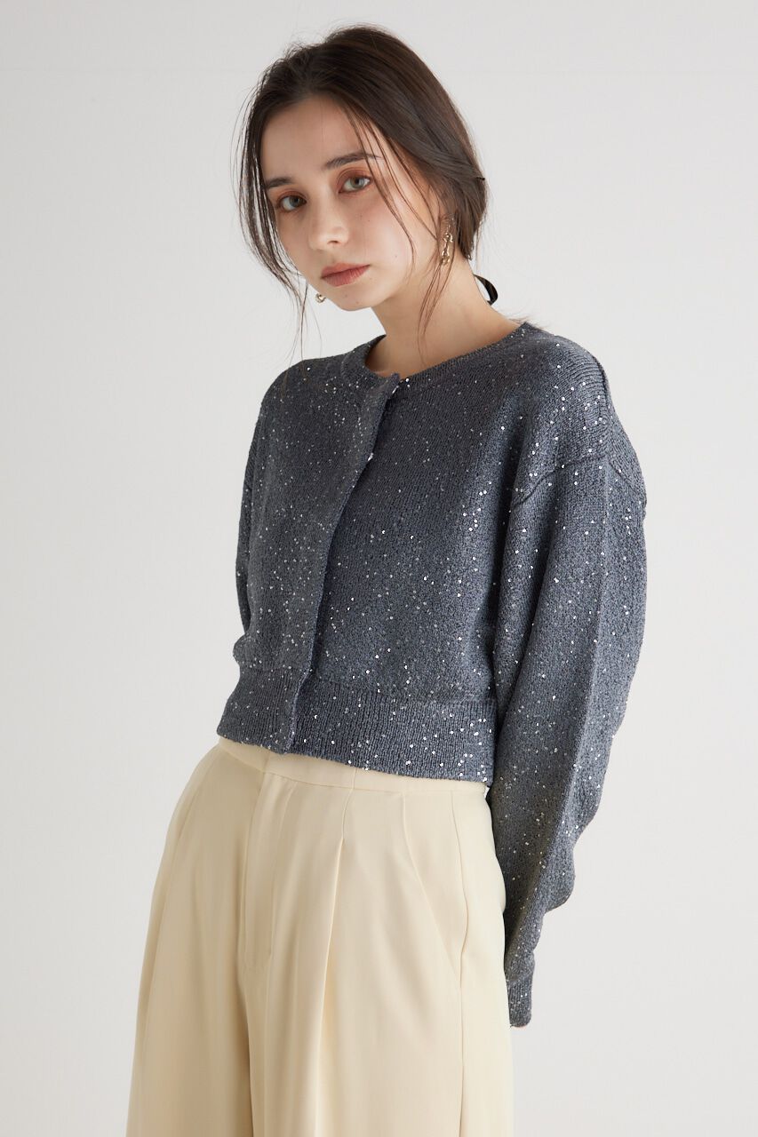 rienda「スパンコールKnit CD」|カーディガン|GRY